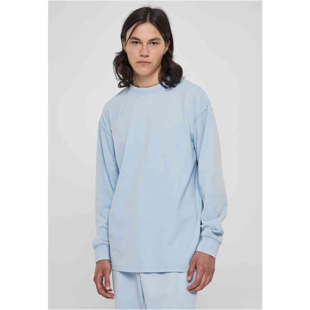 Urban Classics - Heavy Boxy Acid Wash Longsleeve shirt - Blauw
